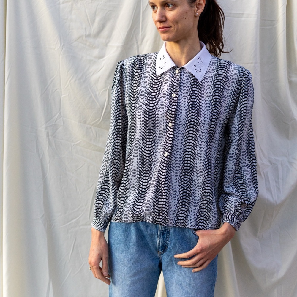 Vintage Black and White Women's Top